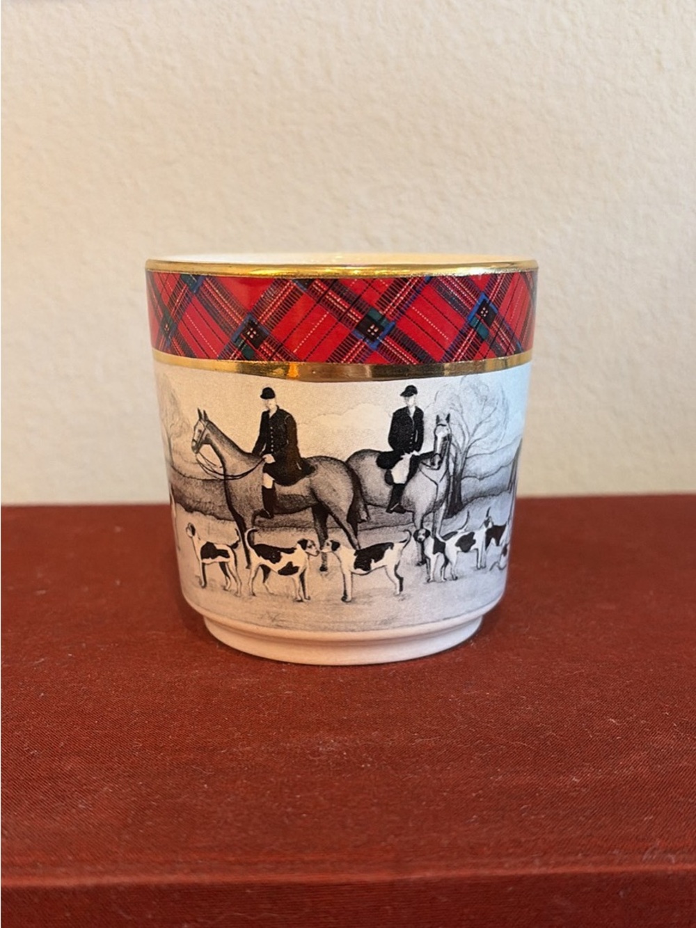 Vintage Ralph Lauren Ceramic Tumbler Cup Mug Equestrian Horse Dog Hunt Paid